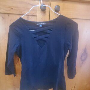 Boston Proper Woven front 3/4 sleeve tee Small